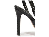 Schutz Women's Black Stiletto Ankle-Wrap High Heel Sandal