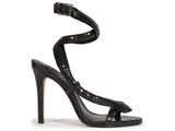 Schutz Women's Black Stiletto Ankle-Wrap High Heel Sandal