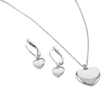 Buckley London Polished Heart Pendant & Earrings Set Silver