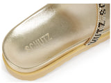 Schutz Women's Gold Metallic Crystal Logo Slide Sandal