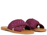 Schutz Women's Magenta Logo Embroidered Slide Sandals