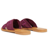 Schutz Women's Magenta Logo Embroidered Slide Sandals