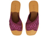 Schutz Women's Magenta Logo Embroidered Slide Sandals
