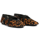Schutz Women's Leopard Print Calf Hair Cross-Strap Flat