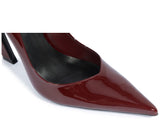 Schutz Women's Burgundy Patent Leather Sculptural Heel Pump