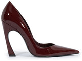 Schutz Women's Burgundy Patent Leather Sculptural Heel Pump