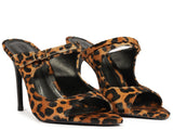 Schutz Women's High-Heel Leopard Print Calf-Hair Sandals