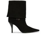 Schutz Women's Black Suede Fold-Over Stiletto Boot