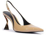 Schutz Women's Nude Patent Sling Back with Sculptural Heel