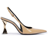 Schutz Women's Nude Patent Sling Back with Sculptural Heel