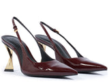 Schutz Women's Burgundy Patent Sling back with Sculptural Heel