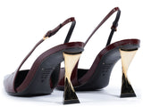 Schutz Women's Burgundy Patent Sling back with Sculptural Heel