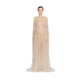 Zuhair Murad Women's Geometric Embellished Gown with Mock Neck Cap