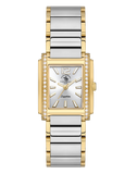 Santa Barbara Polo & Racquet Club women's watch with gold-toned rectangular case, silver dial, and two-tone gold-toned and si