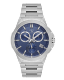 Santa Barbara Polo & Racquet Club men's watch with a deep blue dial and silver-toned metal bracelet.