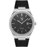 Santa Barbara Polo & Racquet Club Noble Men's Black Dial Silver Case Black Leather Starp Watch