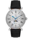 Santa Barbara Polo & Racquet Club Legend Men's Silver Dial Black Leather Strap Watch