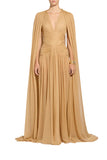 Zuhair Murad Women's Draped Chiffon V-Neck Cape Gown