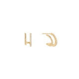 Shashi Hoop Pave Double Earring, Vermeil on Sterling Silver