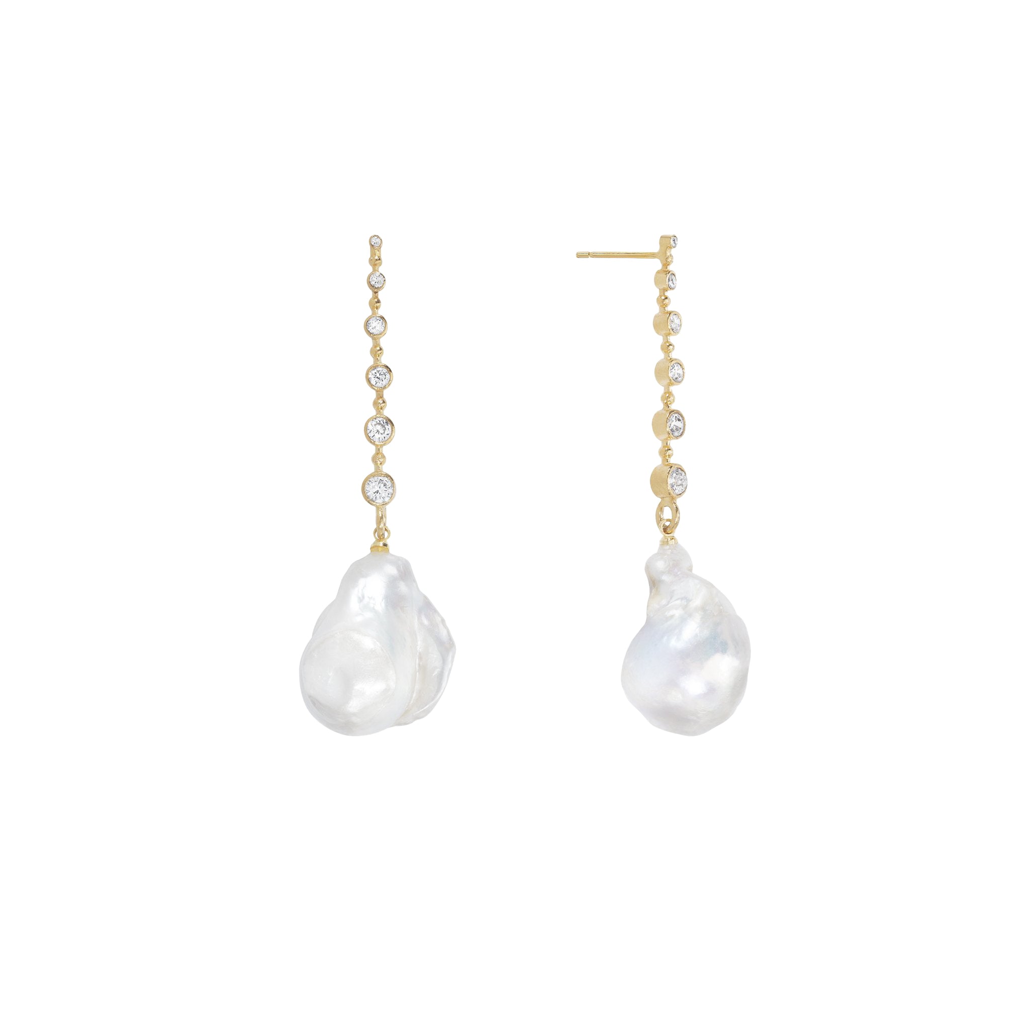 Shashi Diamond Baroque Drop Earring, Vermeil on Sterling Silver