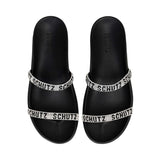 Schutz Women's Crystal-Embellished Logo Flat Sandal