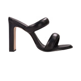Schutz Women's Black Miele High Heel Deri Straps Leather Sandal