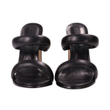 Schutz Women's Black Miele High Heel Deri Straps Leather Sandal