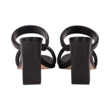 Schutz Women's Black Miele High Heel Deri Straps Leather Sandal