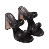 Schutz Women's Black Miele High Heel Deri Straps Leather Sandal