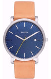 Skagen Hagen Gents Blue Dial Light Brown Leather Watch