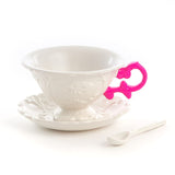 Seletti Tea Set In Porcelain With Fuchsia Handle 13 Cm h 7