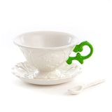 Seletti Tea Set In Porcelain With Green Handle 13 Cm h 7