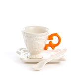 Seletti Coffee Set In Porcelain With Orange Handle 7 Cm h 7