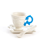 Seletti Coffee Set In Porcelain With Light Blue Handle 7 Cm h 7