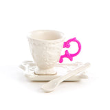 Seletti Coffee Set In Porcelain With Fuchsia Handle 7 Cm h 7