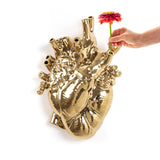 Seletti Love In Bloom Giant Resin Heart Vase Gold 16.5x9x25 Cm
