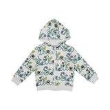 White hoodie with colorful pattern on a white background