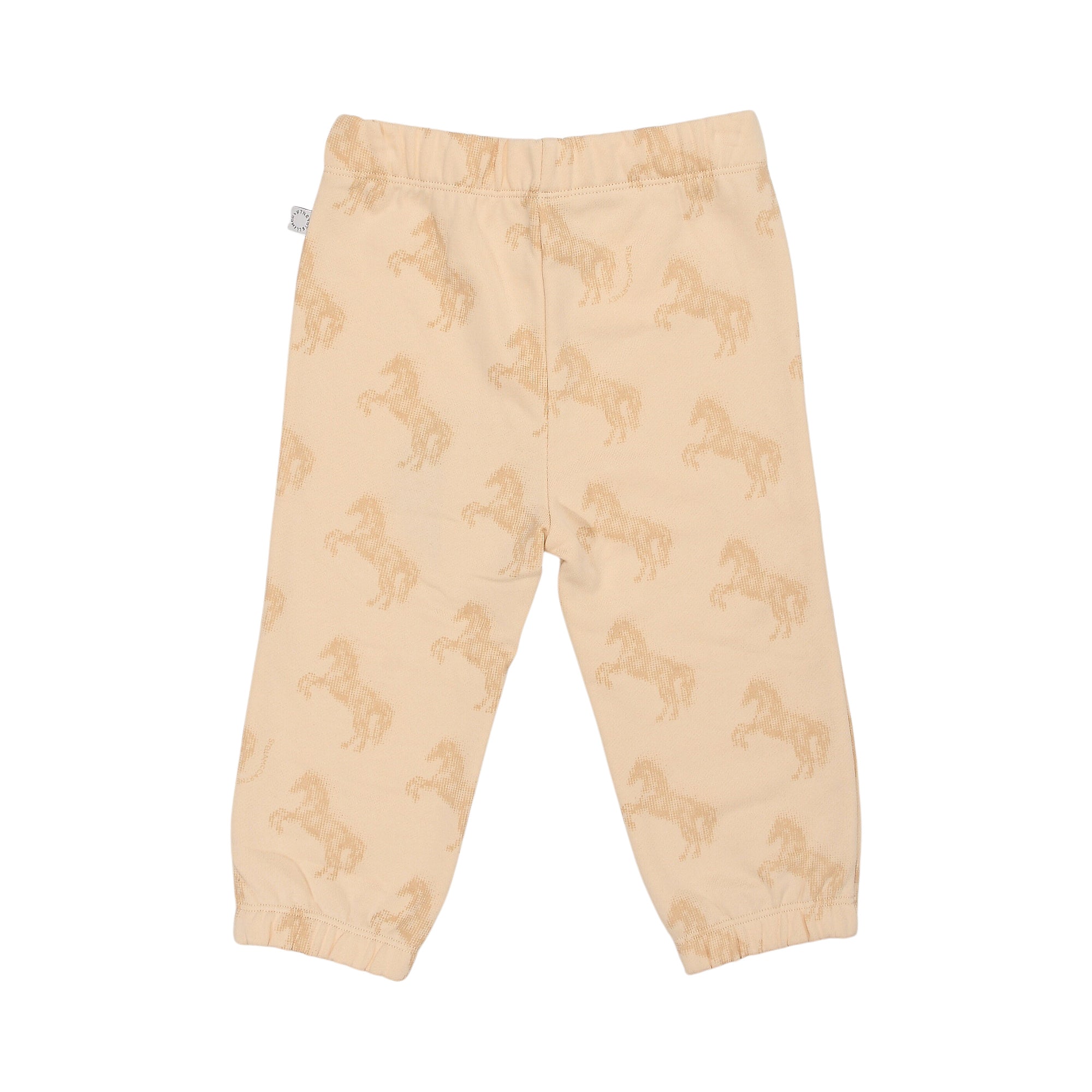 Ivory jogging pants with an elastic waistband and cuffs, featuring a subtle all-over pattern of horse silhouettes.