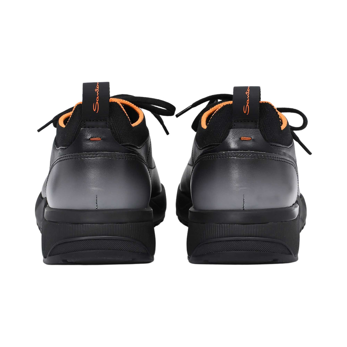 Santoni Black and Orange Interior Shoes Santoni Black Tumbled Slip-On Sneakers main image 3
