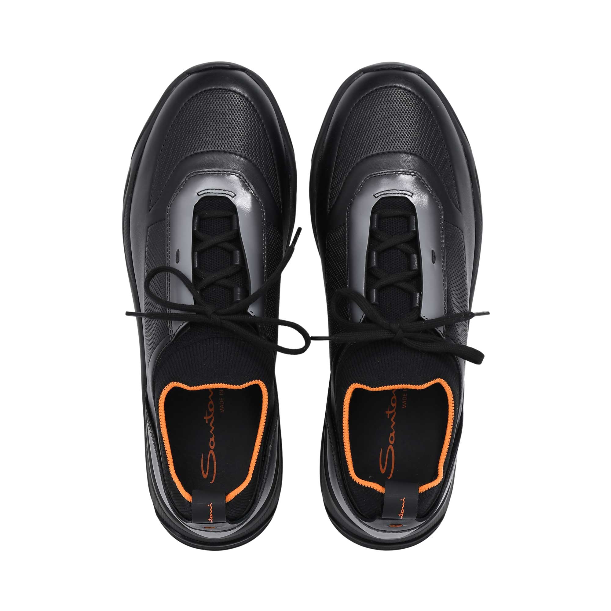 Santoni Men's Hybrid Black & Orange Leather & Knit Sneaker | All Shoes | GCC | Men | Men Sneaker | Mens | Sneaker | Sneakers Santoni Men's Hybrid Black & Orange Leather & Knit Sneaker | All Shoes | GCC | Men | Men Sneaker | Mens | Sneaker | Sneakers