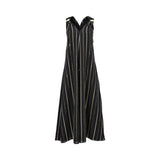 Simona Corsellini Women's Black Striped Sleeveless Maxi Dress with Knot Detail