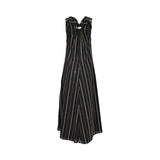 Simona Corsellini Women's Black Striped Sleeveless Maxi Dress with Knot Detail