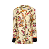 Simona Corsellini Beige Floral Print Women’s Blazer with Contrast Cuffs