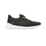 Stefano Ricci Men's  Olive Green Leather and Mesh Sneaker