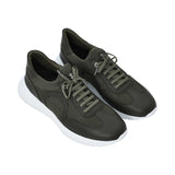 Stefano Ricci Men's  Olive Green Leather and Mesh Sneaker