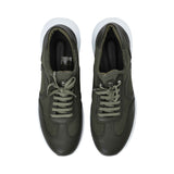 Stefano Ricci Men's  Olive Green Leather and Mesh Sneaker