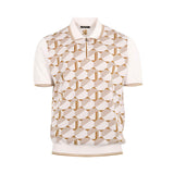 Stefano Ricci Men's White & Gold Zip Polo T-shirt