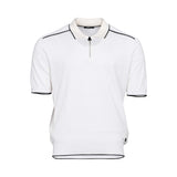Stefano Ricci Men's White Knit Polo Shirt with Quarter-Zip