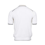Stefano Ricci Men's White Knit Polo Shirt with Quarter-Zip