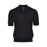 Stefano Ricci Men's Tan Knit Polo Shirt with Quarter-Zip and Embroidered Eagle